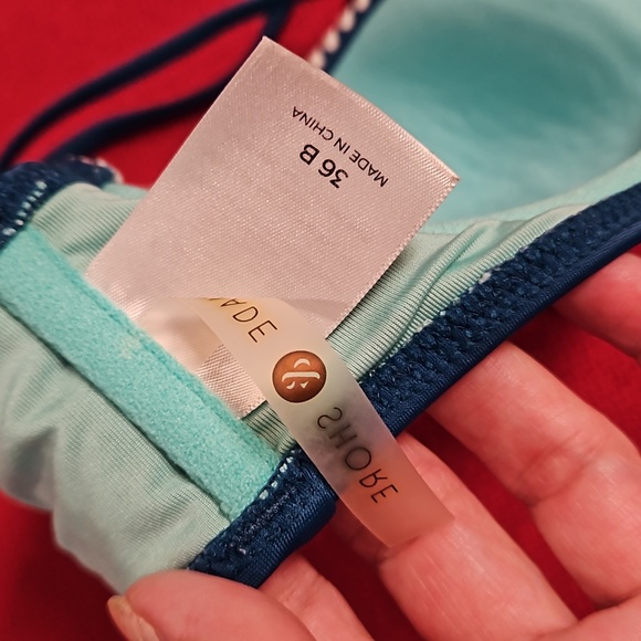Shade and Shore teal green white stitched detail racetrack underwire 36B EUC - Picture 4 of 7
